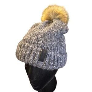 Bula Women's Grey Wool Blend Knit Pom Beanie One Size